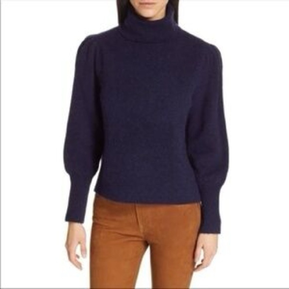 Frame Denim Merino Wool Blend Turtleneck Sweater- Navy 
Size XS